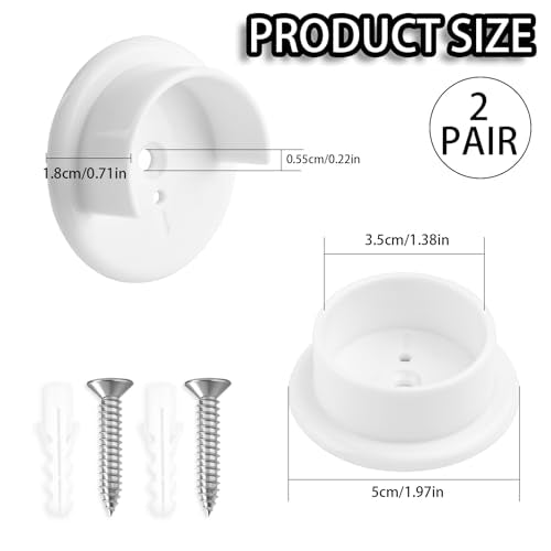 4-Pack Closet Rod Holders - Durable White Plastic Sockets for 1.38" Bars