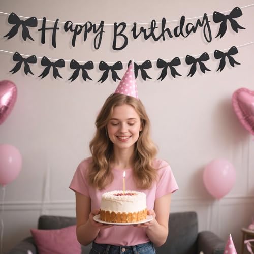 Coquette Bow Happy Birthday Banner | Elegant Party Decoration