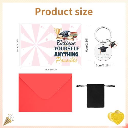 Graduation Card Set 2026 with Keychain - Believe in Yourself
