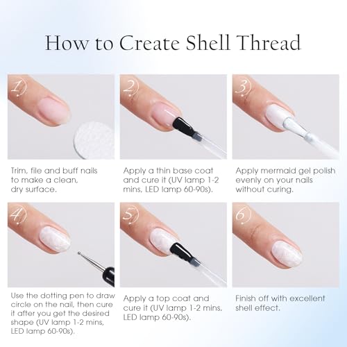 TAYE Pearl White Mermaid Gel Nail Polish - Shimmer UV/LED Soak Off Manicure