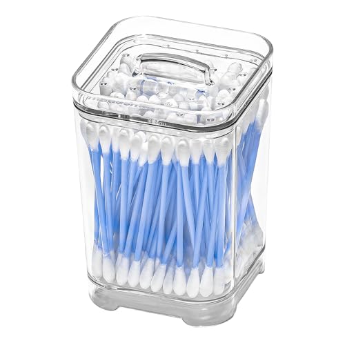 madesmart Clear Cotton Swab Container with Removable Lid