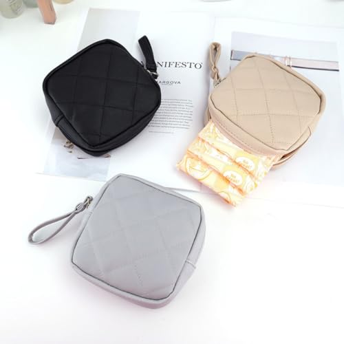 Small PU Leather Makeup Bag with Handle - Portable Mini Cosmetic Pouch
