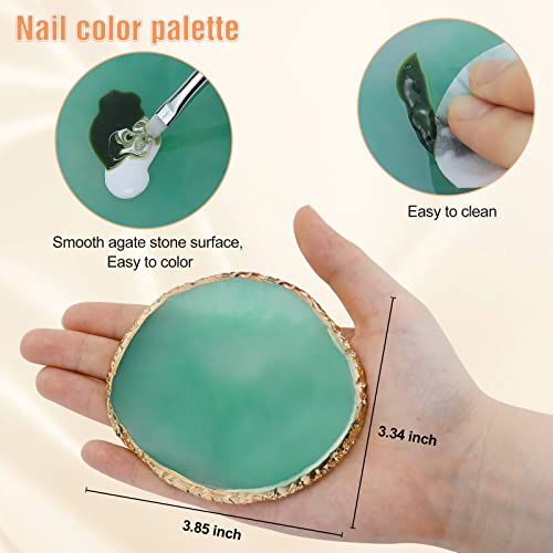 Mygeromon Resin Nail Art Mixing Palette and 15-Piece Brush Set Green