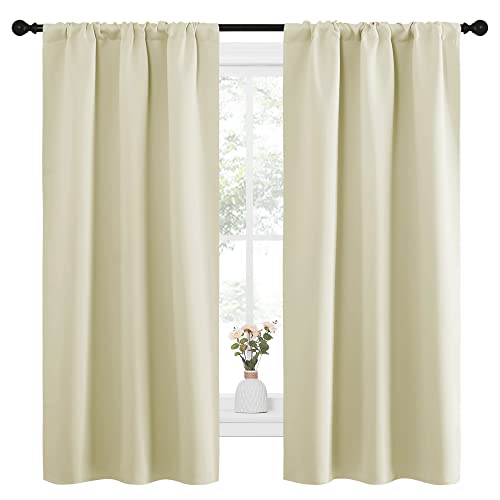 NICETOWN Beige Blackout Curtains for Kids Room, 34" x 63" (Set of 2)