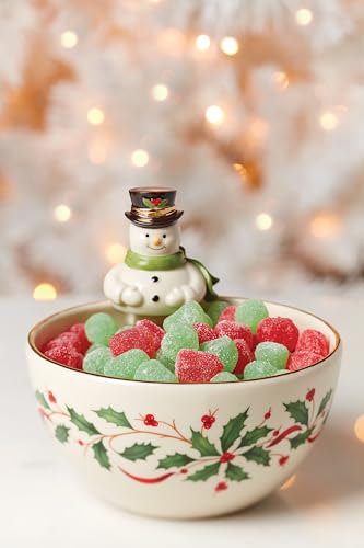 Lenox Holiday Snowman Christmas Candy Bowl - Porcelain Decor, Snowman Variation