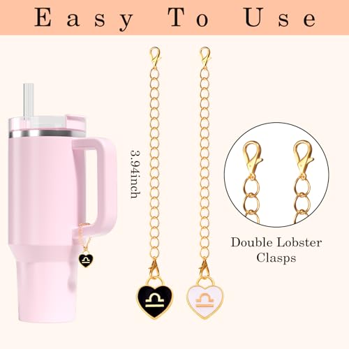 2PCS Zodiac Sign Handle Charms for Stanley Cup - Heart Enamel