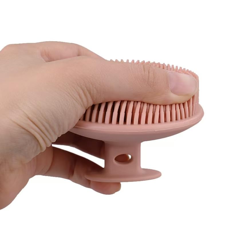 Silicone Body Scrubber & Scalp Massager - 2-in-1 Exfoliating Shower Loofah for Sensitive Skin (Brown)