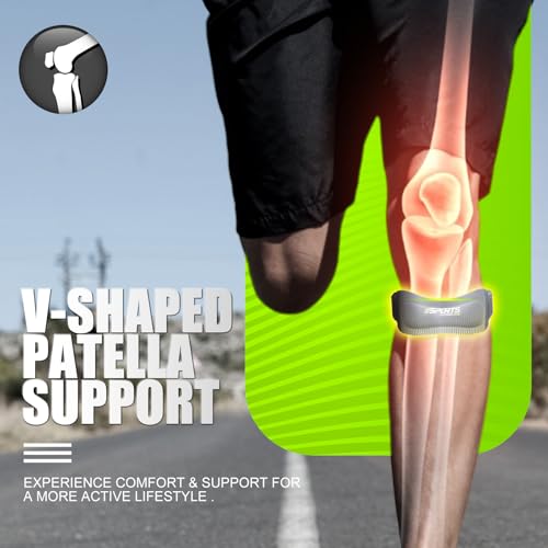 2 Pcs Silicone Patellar Tendon Support Strap Ergonomic Pad for Patellar Tendon Support Adjustable Non-slip Patella Band Stabilizer Knee Brace for Jumpers Knee Tendonitis Ball Sports