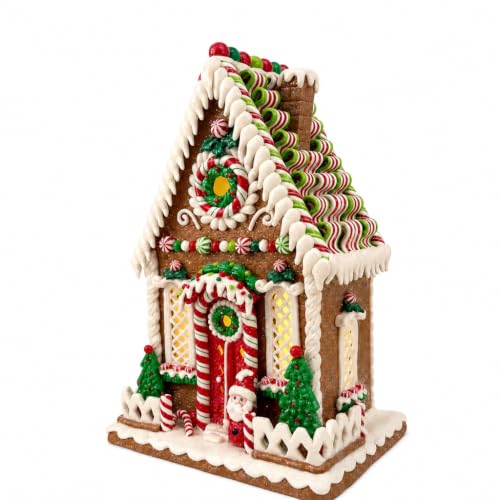 13-Inch Lighted Gingerbread House with LED Lights - Festive Holiday Decor