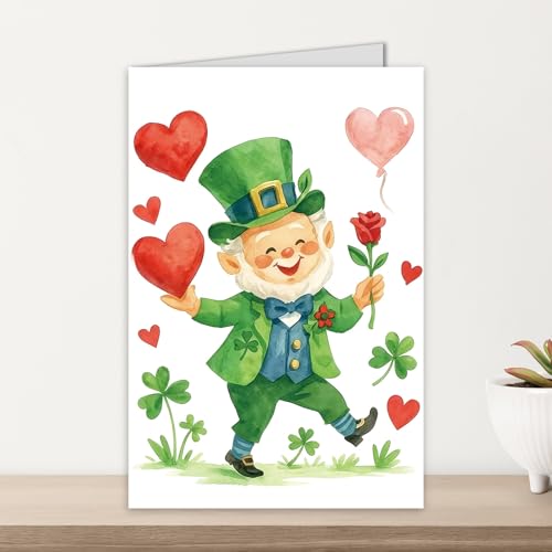St. Patrick's Day Greeting Cards Assorted Retro Green Blank Notes with Envelopes
