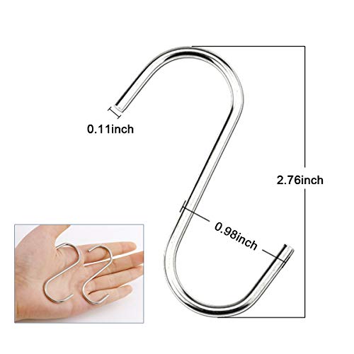 40-Pack Heavy Duty S Hooks - 2.75 Inch Stainless Steel for Kitchen & Home