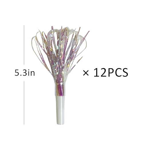 12 Pack Glitter Party Blowers - Metallic Fringed Noise Makers