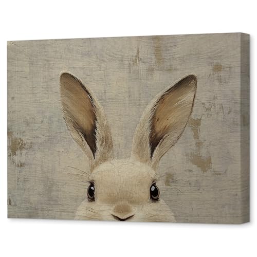 Vintage Easter Bunny Canvas Wall Art Rustic Farmhouse Rabbit Print 11x14