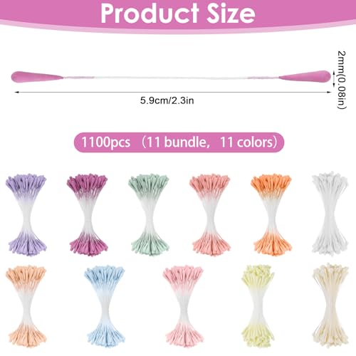 1100PCS Artificial Pearl Flower Stamens - 2MM Double Heads for Crafts