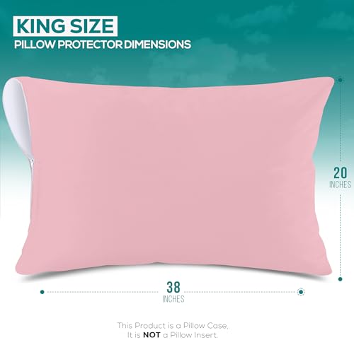 King Size Pillow Protectors (Set of 2) - Waterproof & Dust Mite Proof