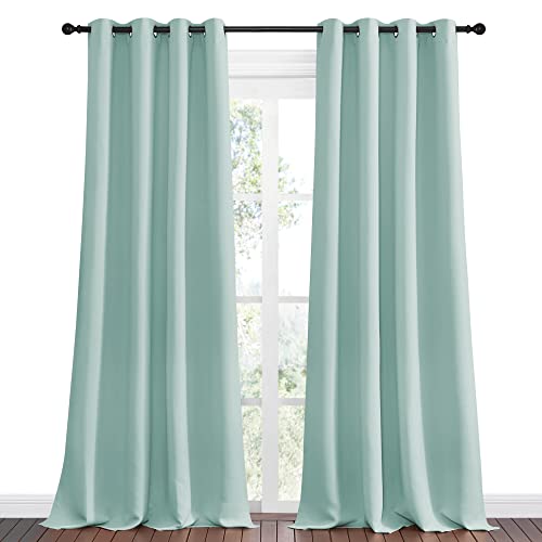 NICETOWN Aqua Blue Blackout Curtains - 55 x 108 Inches, 2 Panels