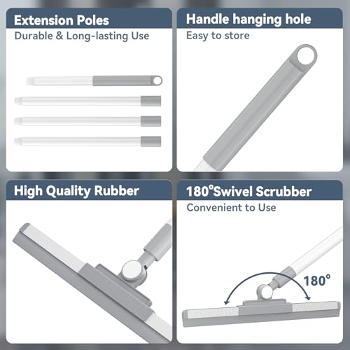 Nodirz 52" Floor Squeegee with 180° Rotating Head - White
