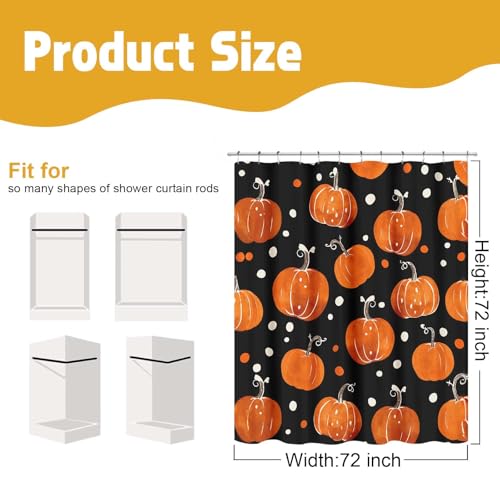 Orange Pumpkin Shower Curtain - 72x72 Waterproof Fall Bathroom Decor