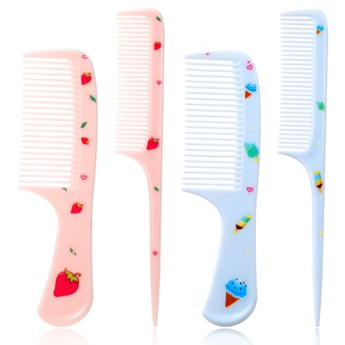 Psyqtsuary 4 Pcs Kids Hair Brush and Rat Tail Comb Set for Girls Boys