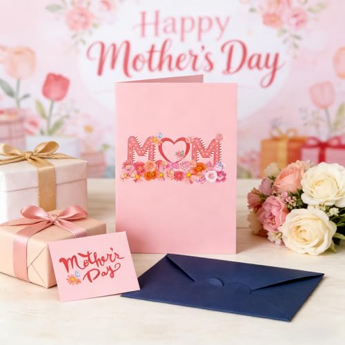 3D Pop-Up Flower Card for Mom – Best Mom Ever Greeting Card