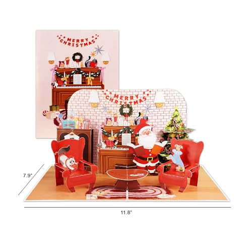 3D Pop-Up Christmas Card with Santa & Tree - Handmade Holiday Card