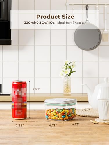 Tourdeus 0.3Qt Small Airtight Container with One-Touch Pop-Top Lid