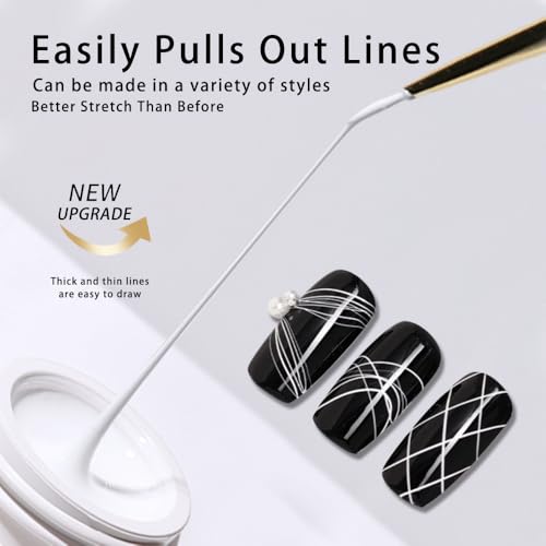 Gyraolvant White Spider Nail Liner Gel Paint for Thin Lines Nail Art