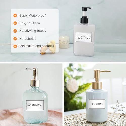 Bathroom Waterproof Label Stickers - 32pcs Organizing Labels for Bottles, Hand Soap, Shampoo & Conditioner