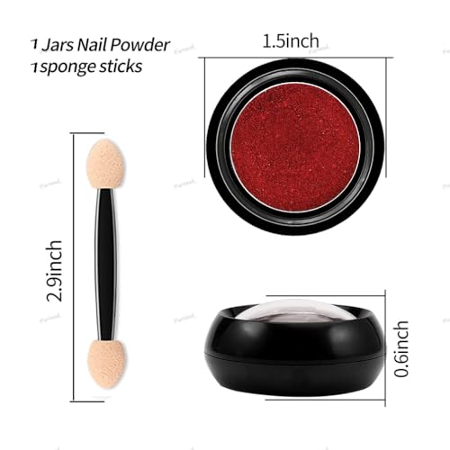Furimuk Red Chrome Nail Powder Mirror Effect Metallic Pigment Dust