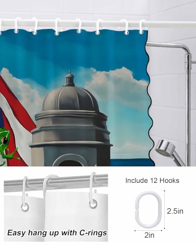Puerto Rico Flag Shower Curtain with Scalloped Border - 72"x72"