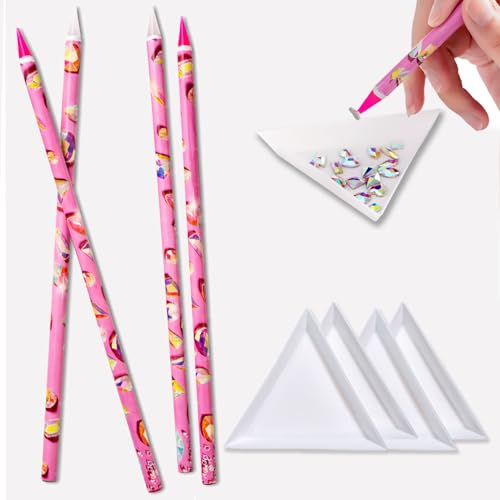 Haozher 8-Piece Rhinestone Picker Tool Kit with Wax Pencils and Trays