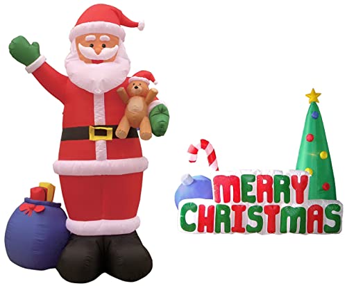 Christmas Party Decorations Bundle - Inflatable Santa and Christmas Tree Set