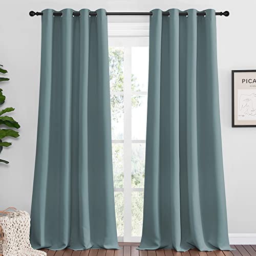 NICETOWN Greyish Blue Blackout Curtains, 2 Panels 55x120in