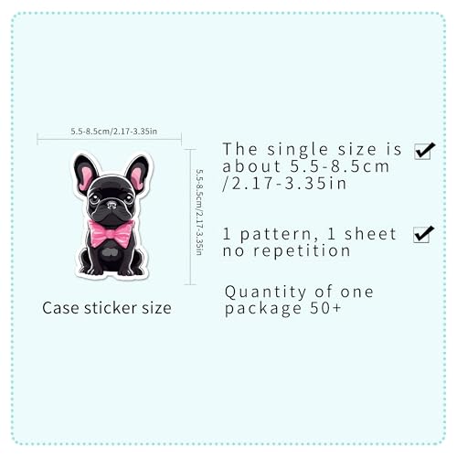 50PCS French Bulldog Waterproof Stickers - Cute Vinyl Decals