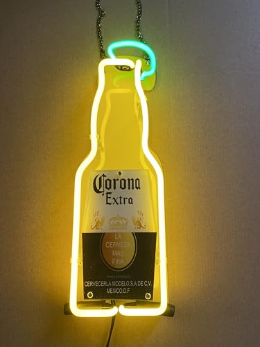 Coronas Extra Beer Bottle Neon Sign - Handmade 14-Inch Wall Light for Bar Man Cave Home Decor