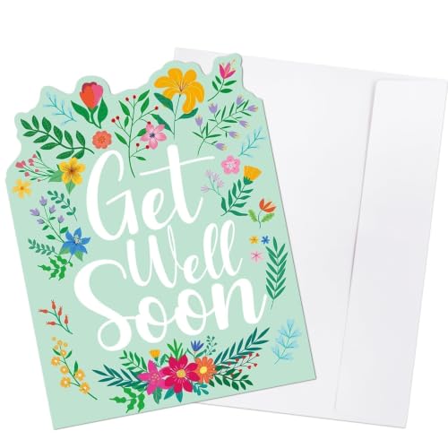 Jumbo Get Well Soon Cards - 3 Floral Designs with Envelopes