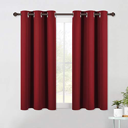 NICETOWN Burgundy Blackout Curtains, 34"W x 48"L Thermal Grommet Panels (Set of 2)