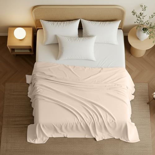 Utopia Bedding Twin Size Flat Sheet - Ultra Soft Microfiber, Beige