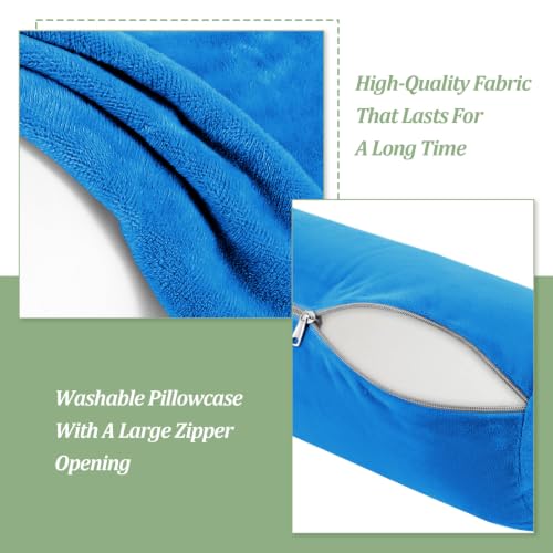 Blue Neck Roll Pillow Covers - 16 x 6 Inch, 2 PCS Set