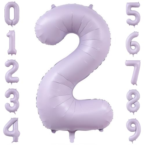 40 Inch Pastel Purple Number 2 Balloon - Helium Foil for Parties