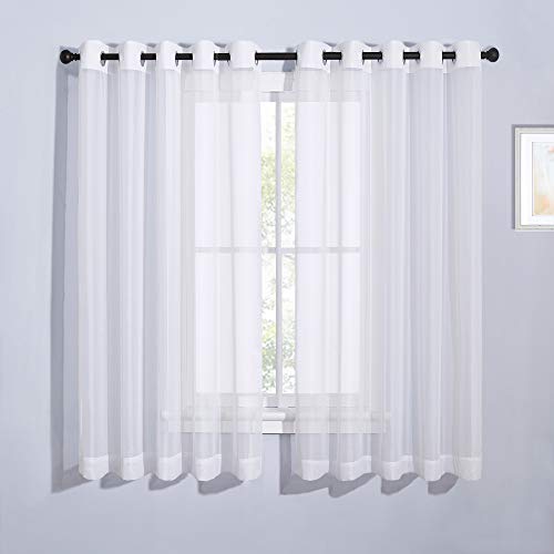 NICETOWN Sheer Curtains for Patio Door, 70"W x 63"L, White (2 Panels)