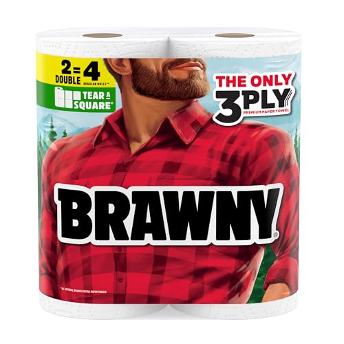 Brawny 3-Ply Tear-A-Square Paper Towels, 2 Double Rolls
