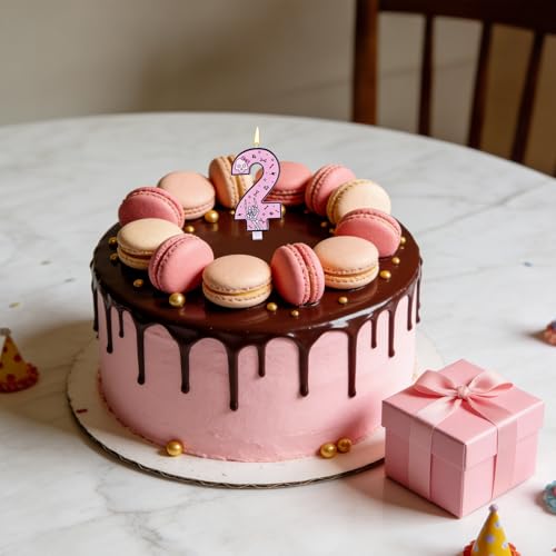 Goktvai Bad Two the Bone 2nd Birthday Candle Number 2 Cake Decor