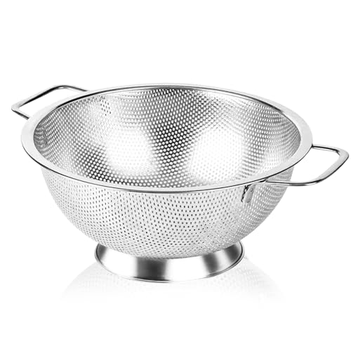 3-Quart Stainless Steel Colander - Micro-Perforated Strainer for Pasta, Vegetables & Fruits
