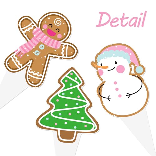 Christmas Gingerbread Man Cupcake Toppers & Cake Decorations - 48 Pcs