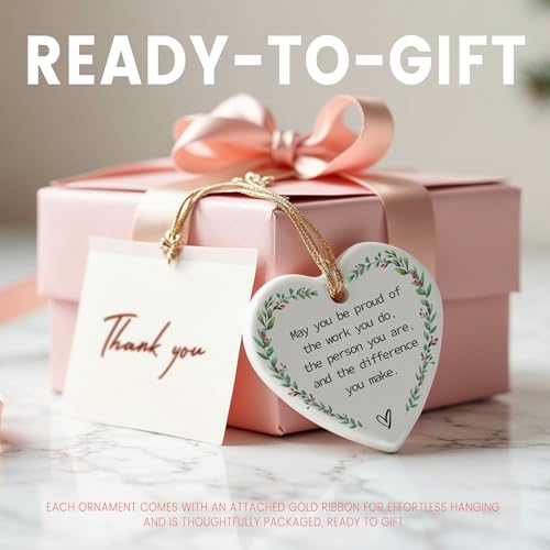 Heart-Shaped Ceramic Thank You Ornament - Appreciation Gift for Women