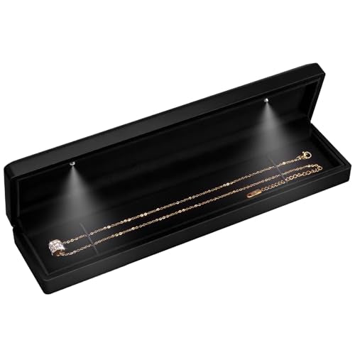 Hatori Black Long Chain Necklace Gift Box with LED Light