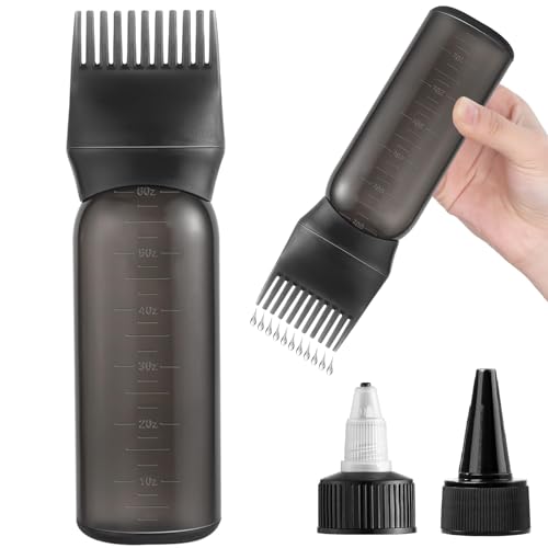 Root Comb Applicator Bottle for Hair Dye & Oil - 6 oz Black