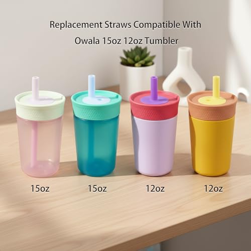 KLOWOAH Replacement Straws for Owala 12oz & 15oz Insulated Tumblers, 6 Colors with Brush