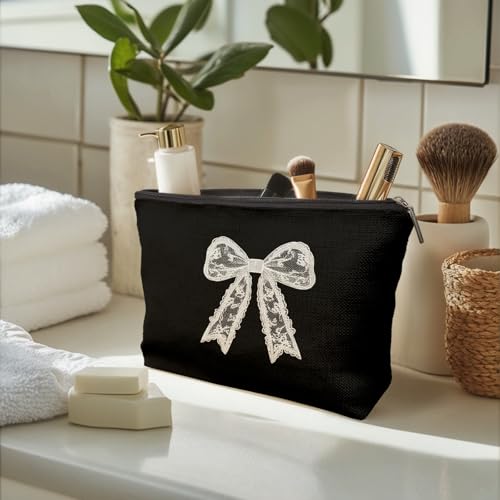 Coquette Lace Bow Makeup Bag Preppy Cosmetic Pouch for Women